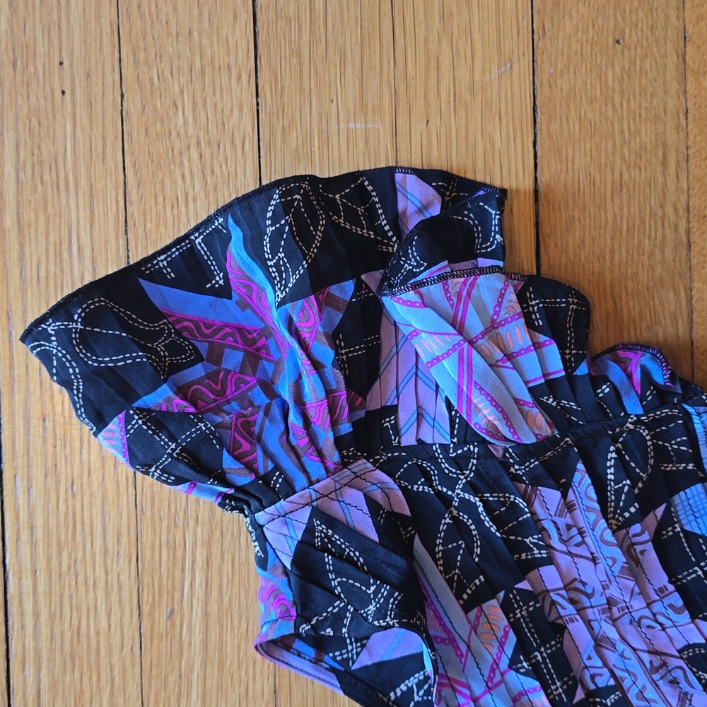 NWT,Plenty by Tracy Reese Hawaiian Quilt Star Print One Shoulder Silk Top,  0 - Picture 7 of 13